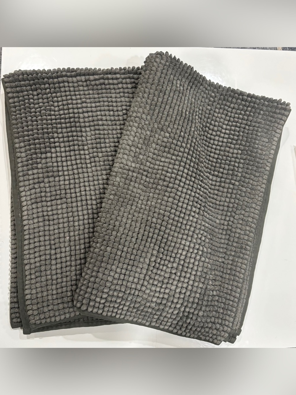 Set of 2 Soft Textured Bath Rugs 24”x36” Each - Gray